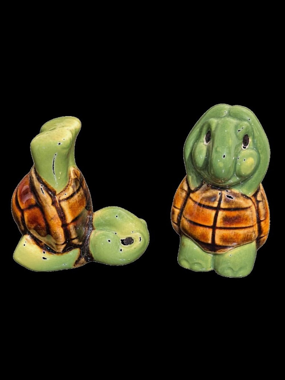 Anthropomorphic Yoga Turtles, Salt and Pepper Shakers